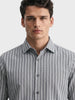 Men's Grey Slim Fit Striped Casual Shirt