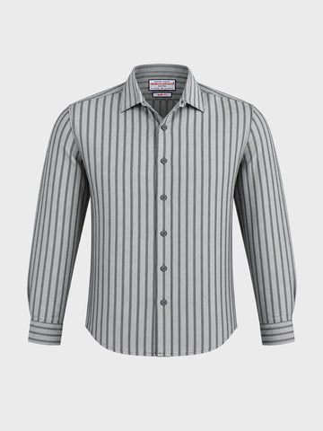 Men's Grey Slim Fit Striped Casual Shirt