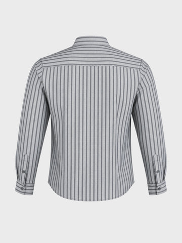 Men's Grey Slim Fit Striped Casual Shirt