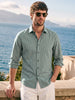 Men's Green Slim Fit Striped Casual Shirt