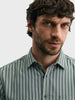 Men's Green Slim Fit Striped Casual Shirt