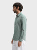 Men's Green Slim Fit Striped Casual Shirt