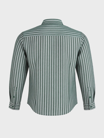 Men's Green Slim Fit Striped Casual Shirt