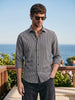 Men's Black Slim Fit Striped Casual Shirt