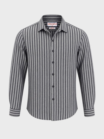 Men's Black Slim Fit Striped Casual Shirt