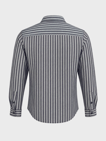 Men's Black Slim Fit Striped Casual Shirt
