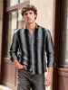 Men's Black Slim Fit Striped Casual Shirt