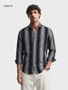 Men's Black Slim Fit Striped Casual Shirt