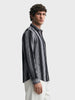 Men's Black Slim Fit Striped Casual Shirt