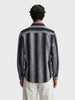 Men's Black Slim Fit Striped Casual Shirt
