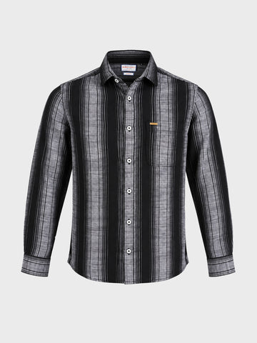 Men's Black Slim Fit Striped Casual Shirt