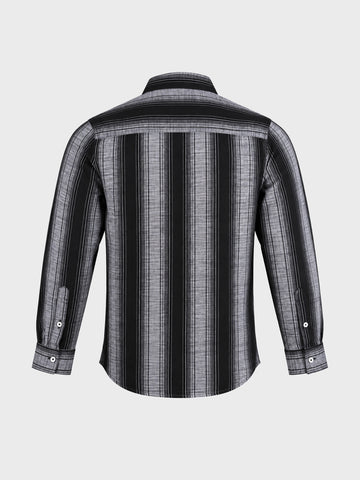 Men's Black Slim Fit Striped Casual Shirt