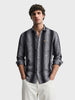Men's Black Slim Fit Striped Casual Shirt