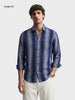 Men's Navy Slim Fit Striped Casual Shirt