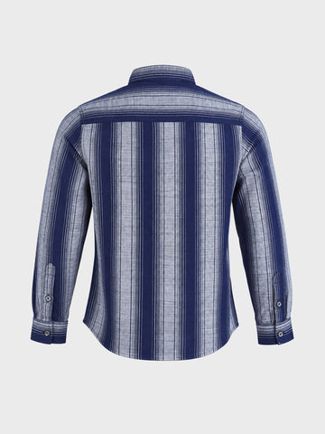Men's Navy Slim Fit Striped Casual Shirt