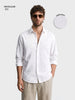 Men's White Regular Fit Embroidered Resort Wear Shirt