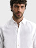 Men's White Regular Fit Embroidered Resort Wear Shirt