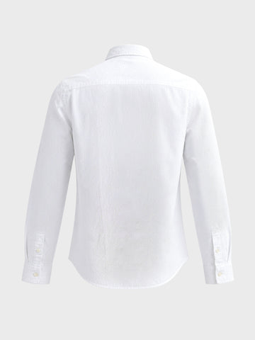 Men's White Regular Fit Embroidered Resort Wear Shirt