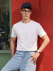 Men's White Slim Fit Solid Casual T-Shirt