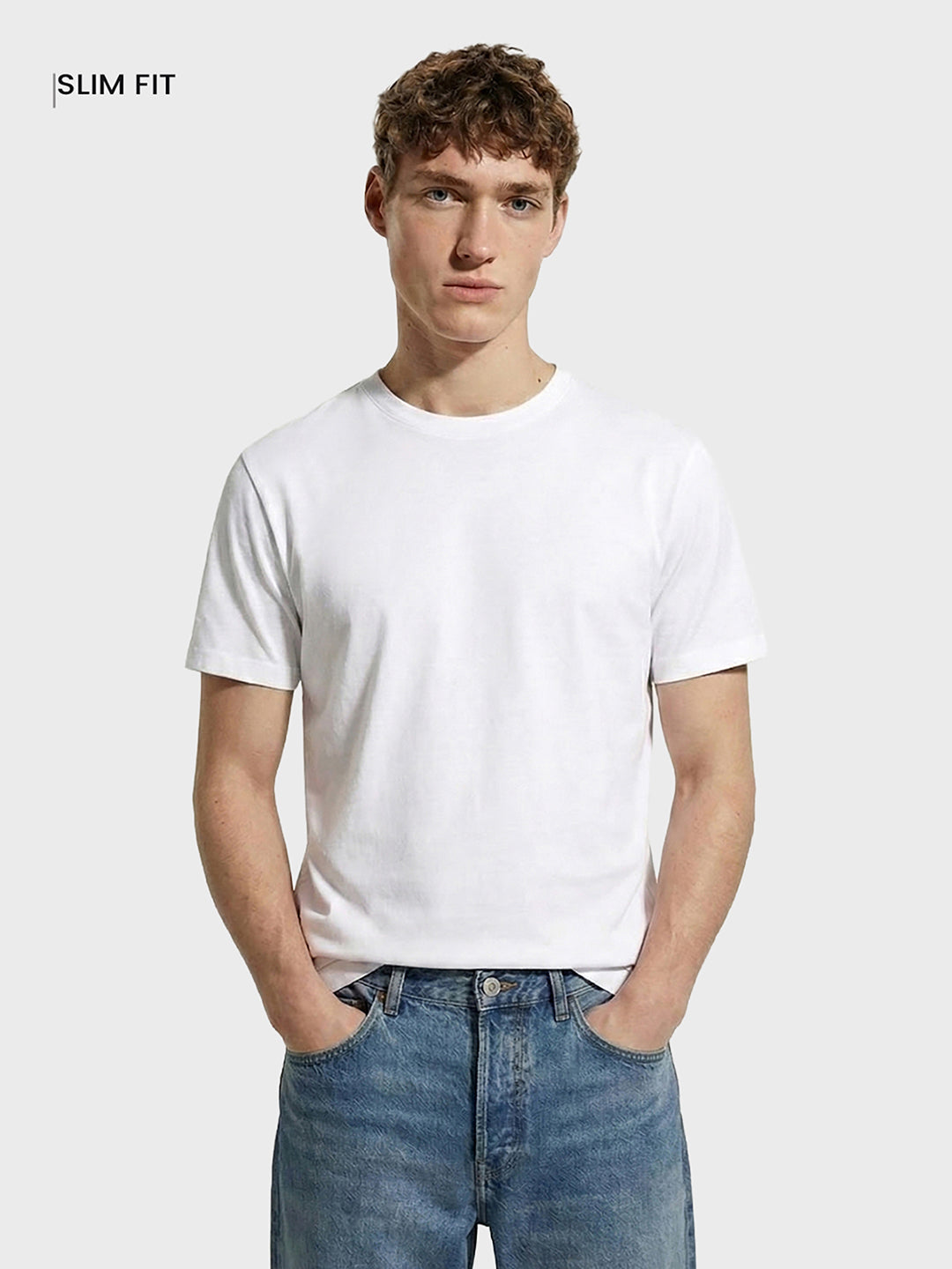 Men's White Slim Fit Solid Casual T-Shirt