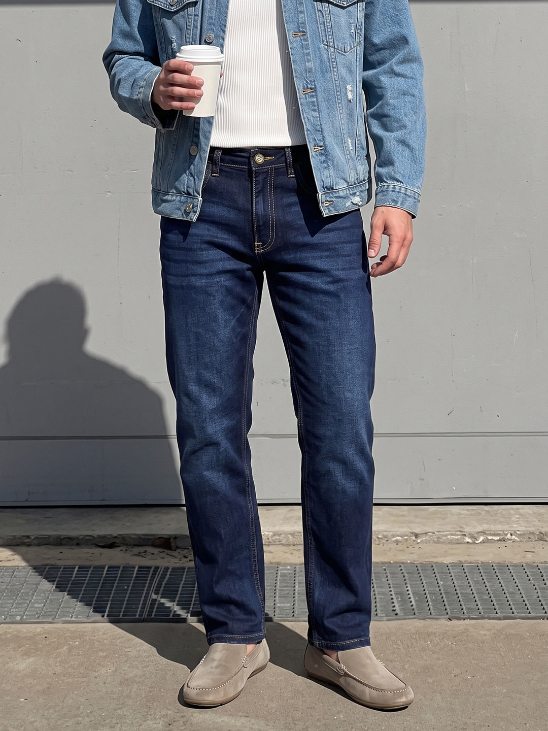 Men's Blue Slim Fit Solid Casual Jeans