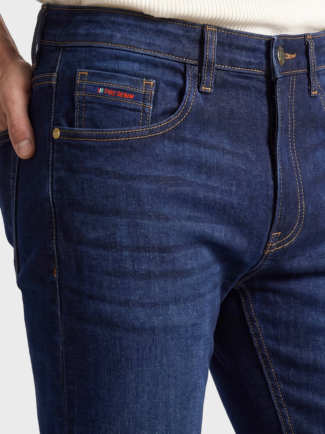 Men's Blue Slim Fit Solid Casual Jeans