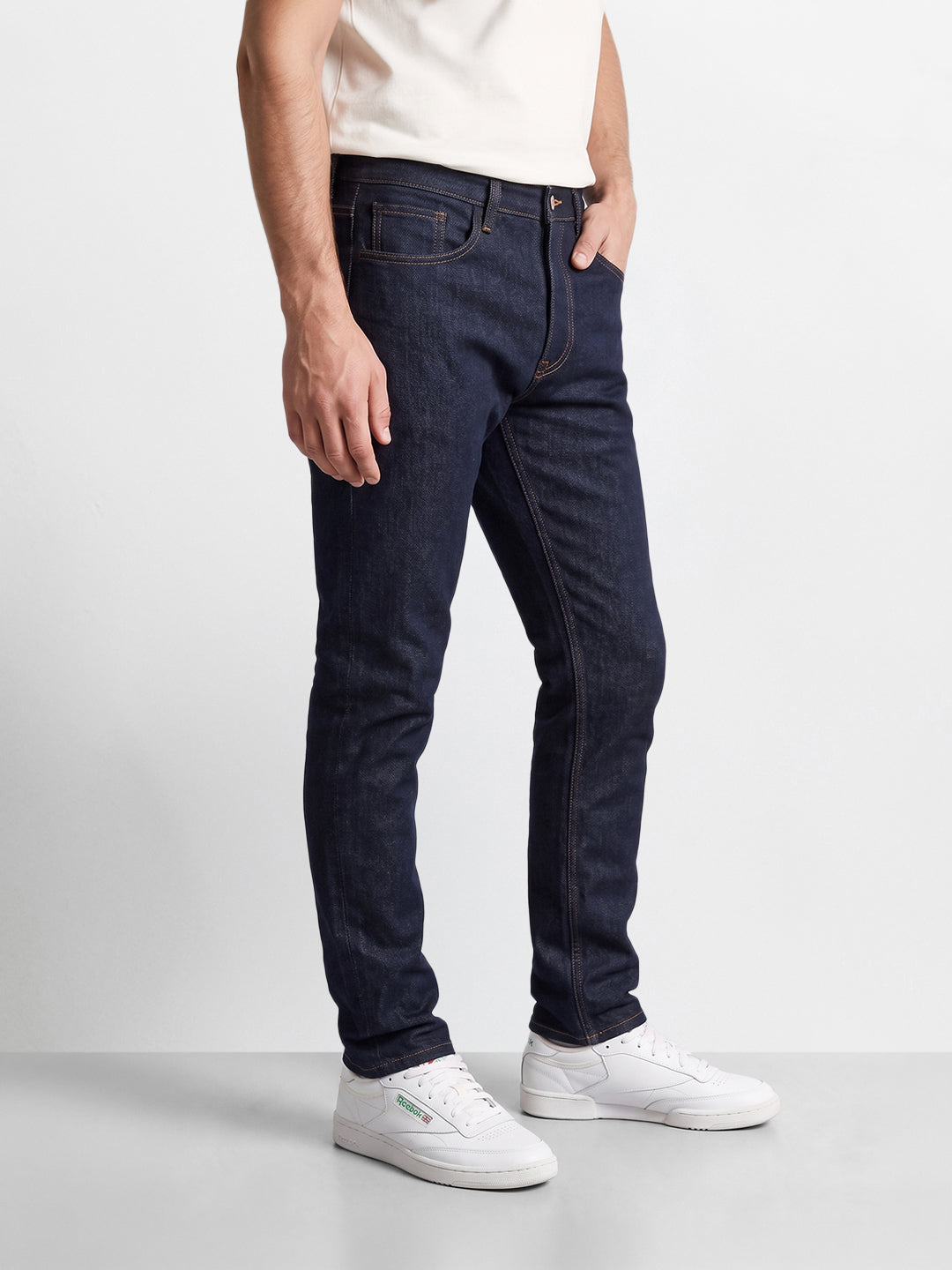 Men's Navy Blue Slim Fit Solid Casual Jeans