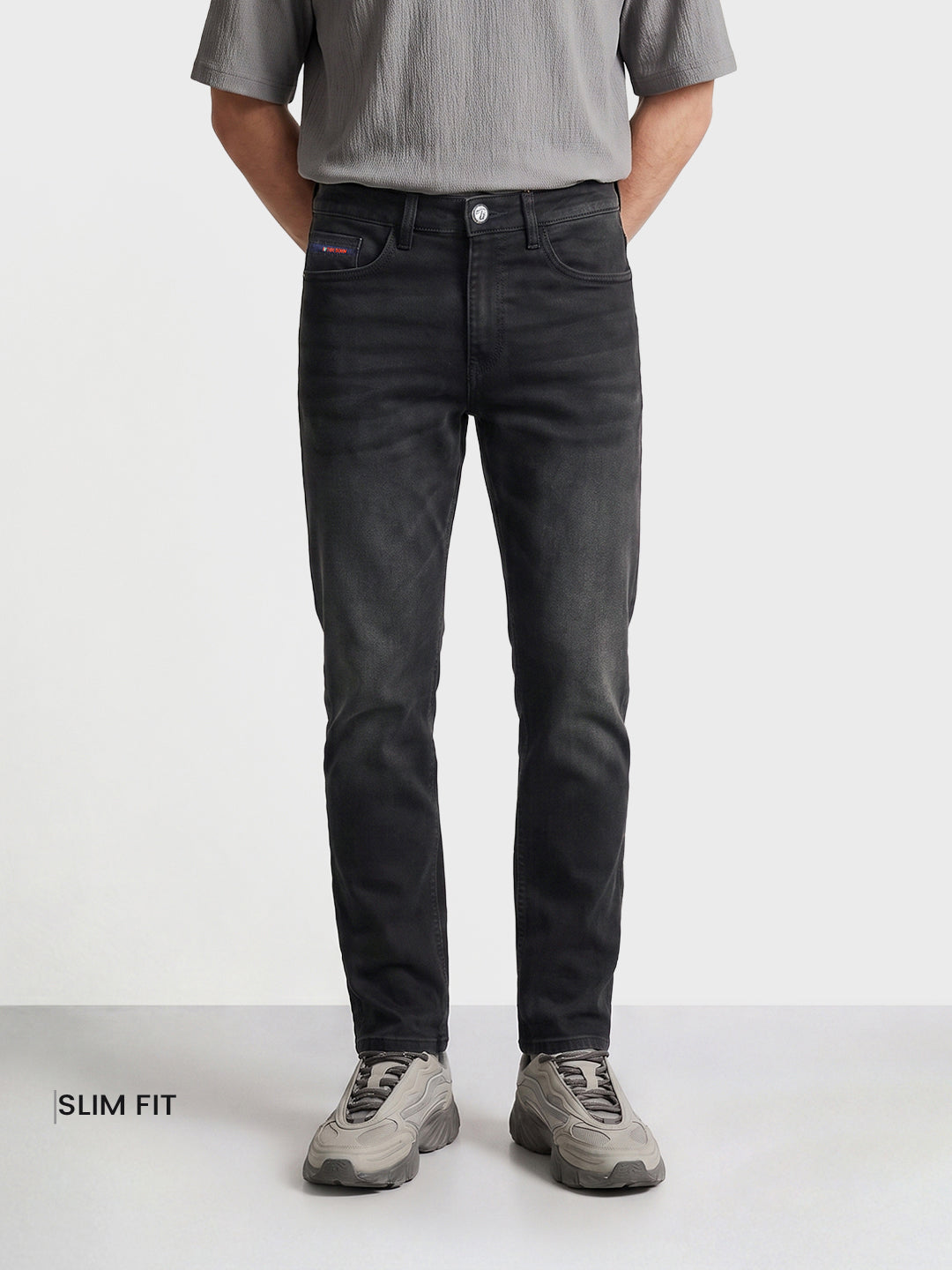 Men's Black Slim Fit Solid Casual Jeans