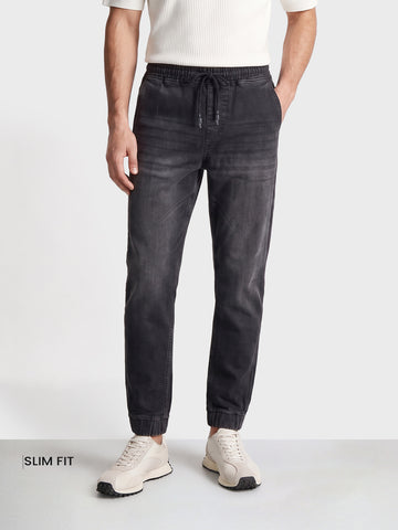 Men's Black Slim Fit Solid Casual Jeans