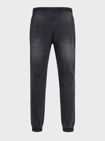Men's Black Slim Fit Colourblocked Casual Joggers