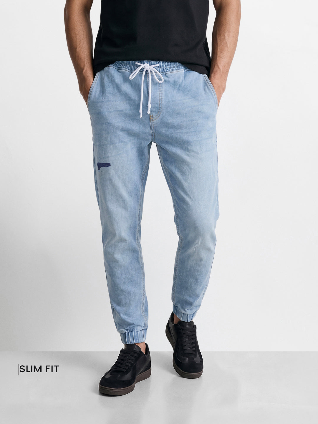 Men's Blue Slim Fit Solid Casual Jeans