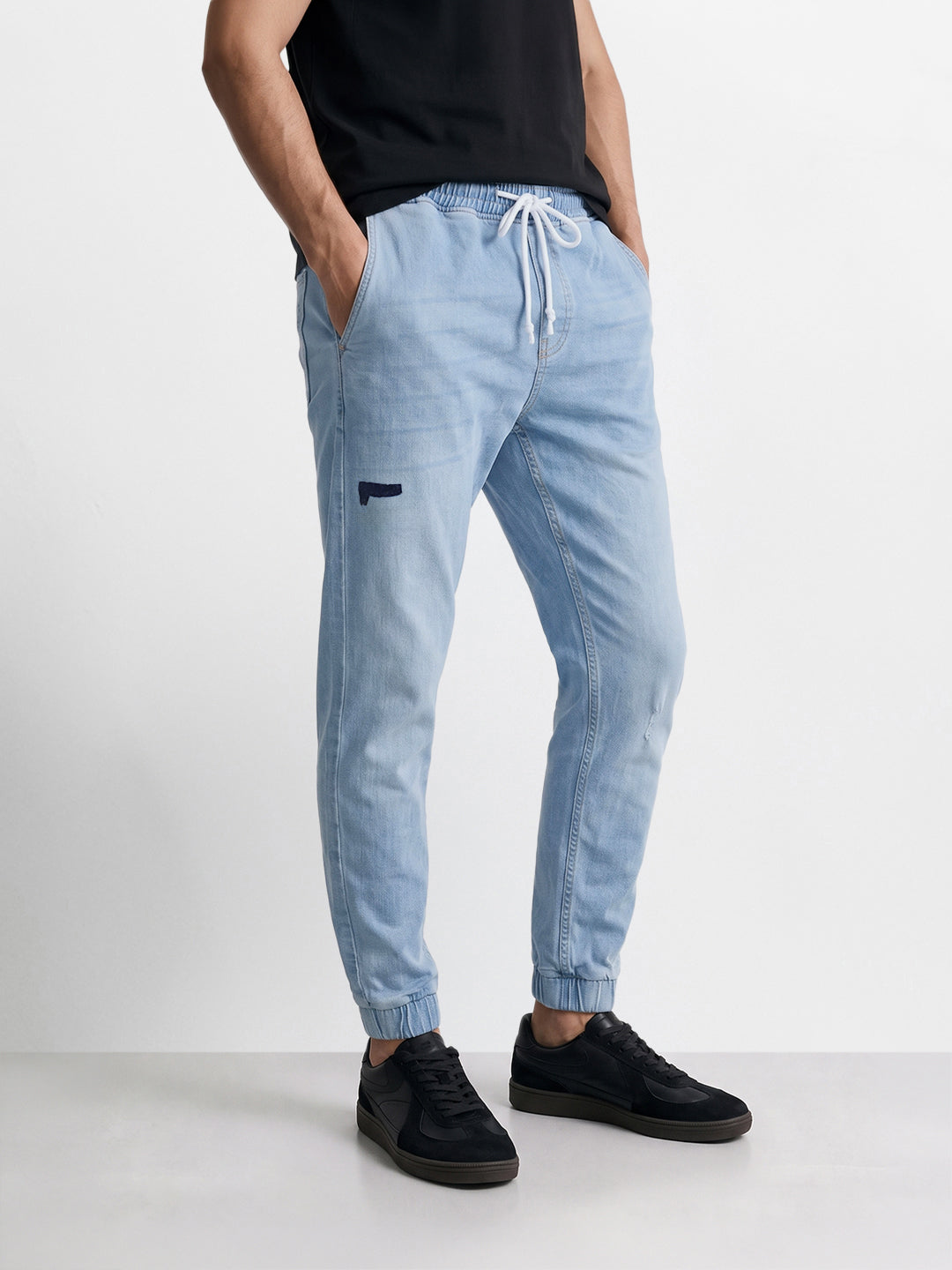 Men's Blue Slim Fit Solid Casual Jeans