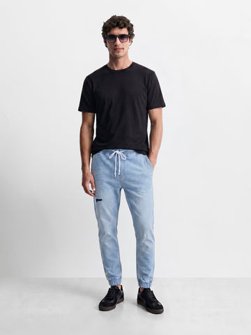 Men's Blue Slim Fit Solid Casual Jeans