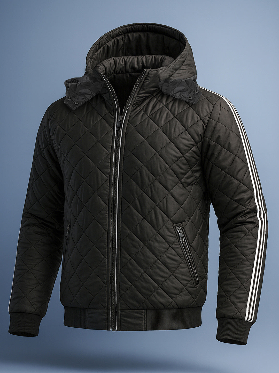 Men's Black Slim Fit Solid Casual Jacket