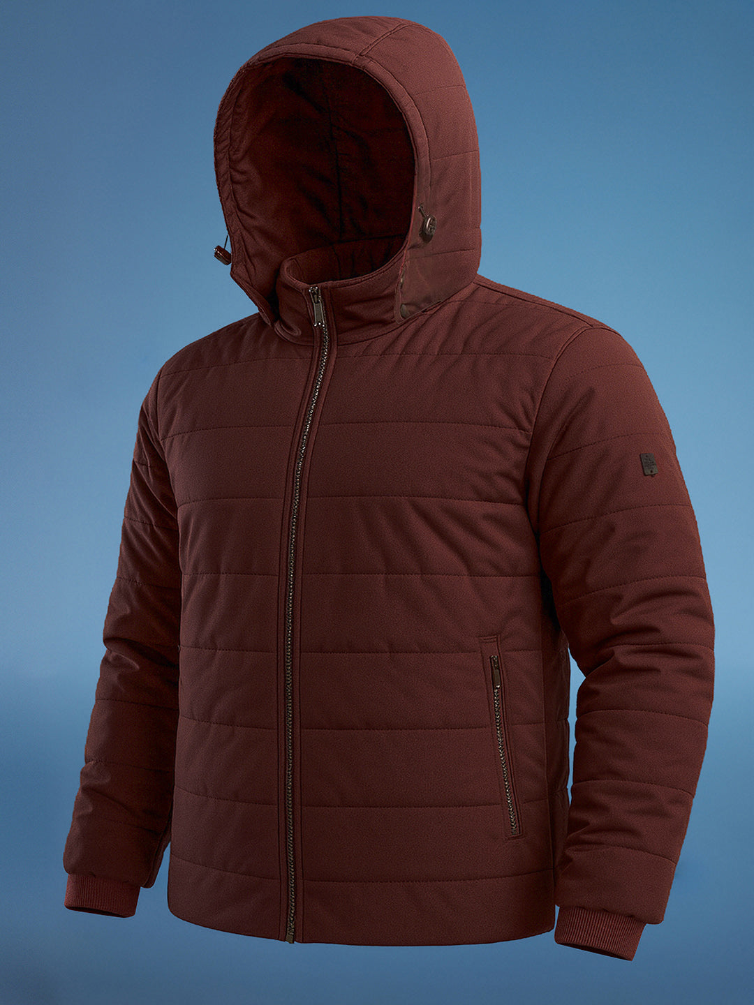 Men's Maroon Slim Fit Solid Casual Jacket