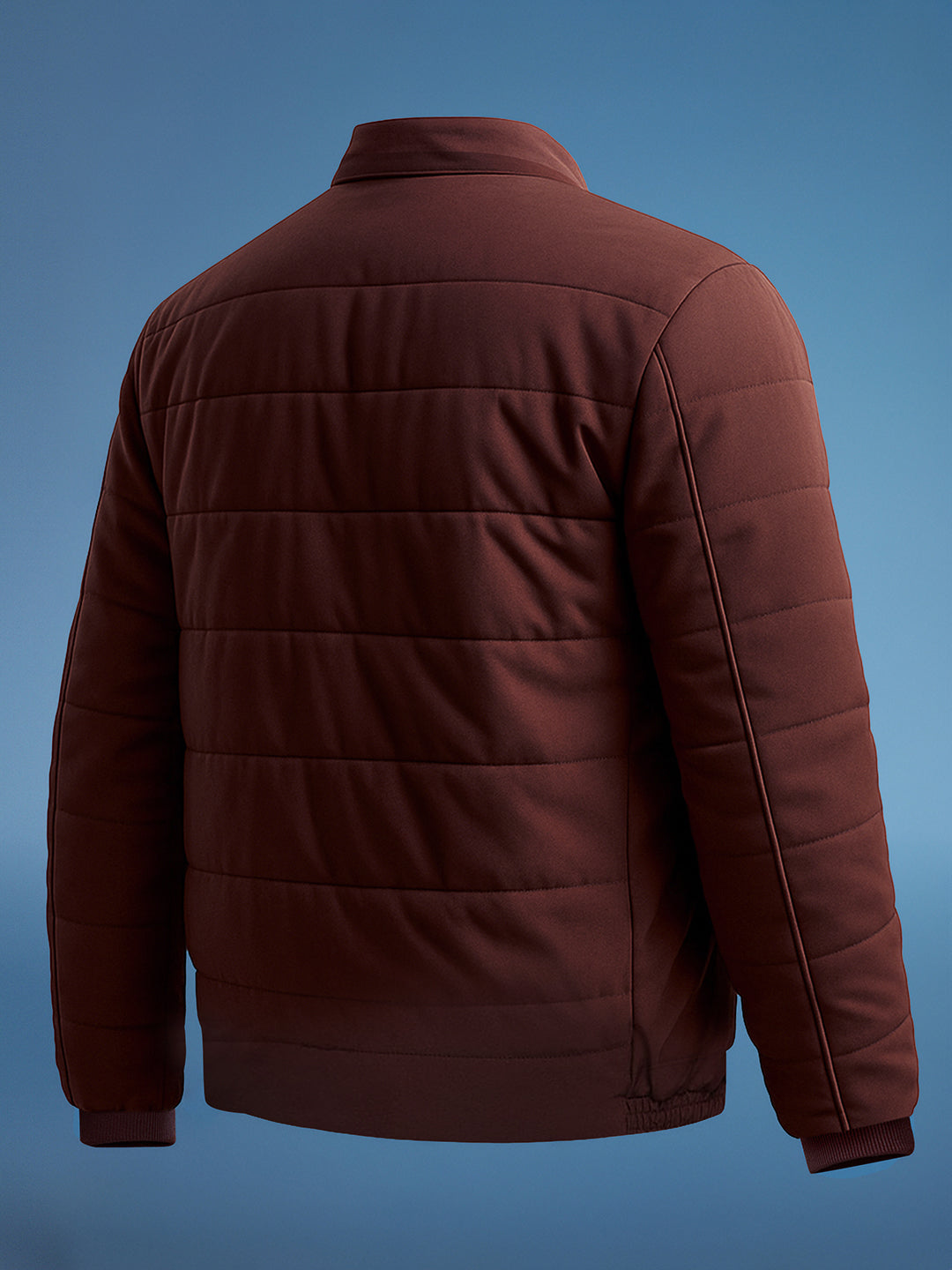 Men's Maroon Slim Fit Solid Casual Jacket