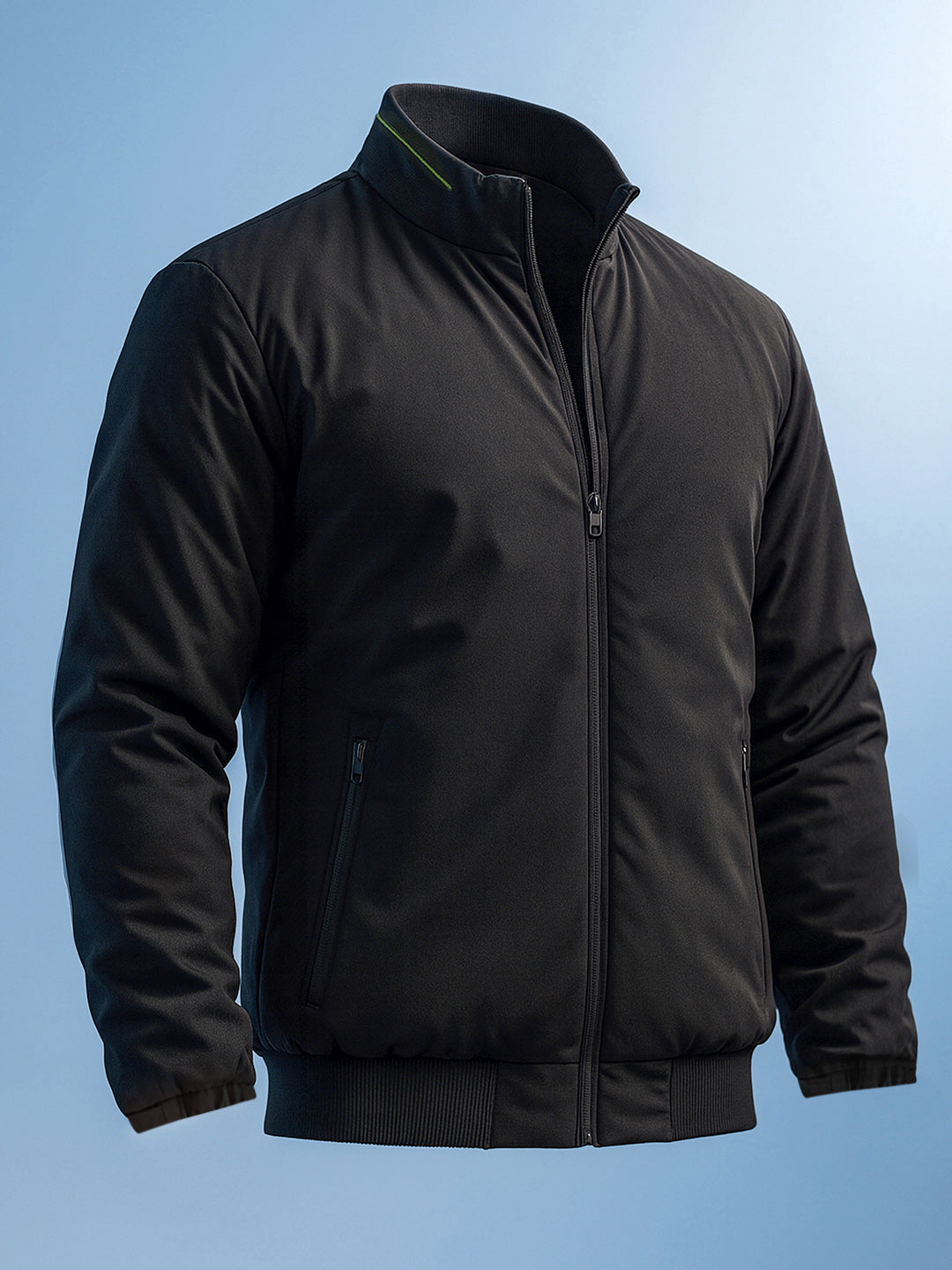 Men's Black Slim Fit Solid Casual Jacket