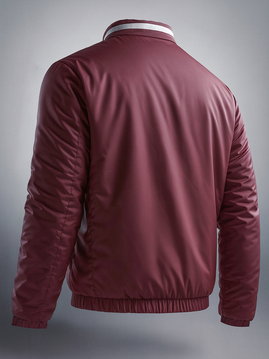 Men's Maroon Slim Fit Solid Casual Jacket