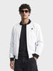 Men's White Slim Fit Solid Casual Jacket