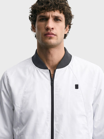 Men's White Slim Fit Solid Casual Jacket