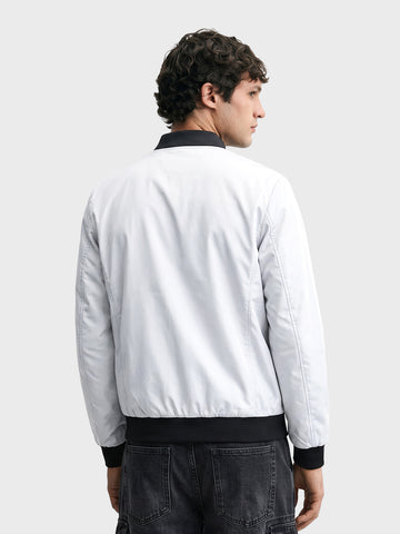 Men's White Slim Fit Solid Casual Jacket