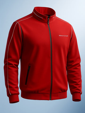 Men's Maroon Slim Fit Solid Casual Jacket