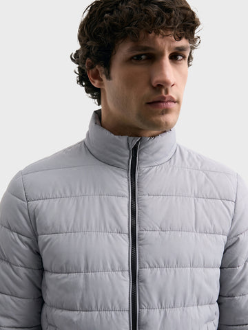 Men's Grey Slim Fit Solid Casual Jacket