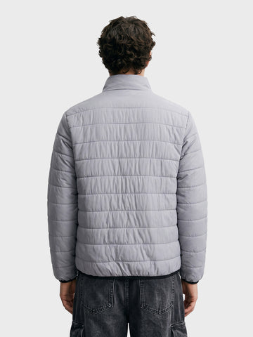 Men's Grey Slim Fit Solid Casual Jacket