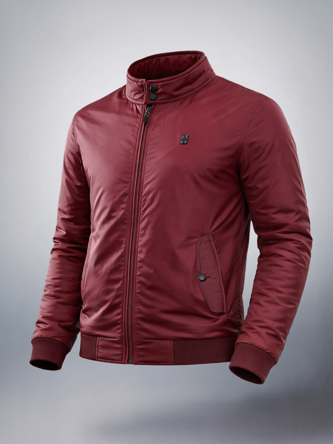 Men's Burgundy Slim Fit Solid Casual Jackets(Syn)
