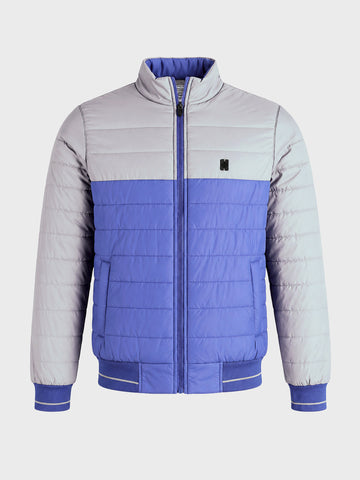 Men's Blue Slim Fit Colourblocked Casual Jacket