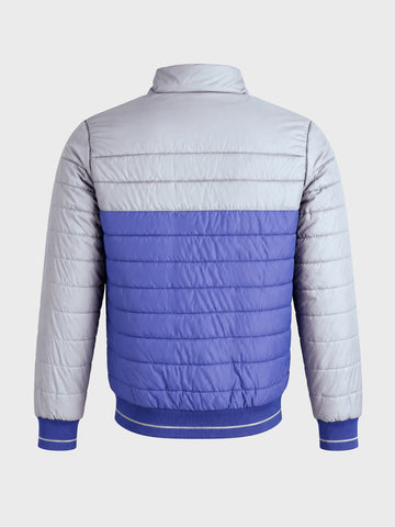 Men's Blue Slim Fit Colourblocked Casual Jacket
