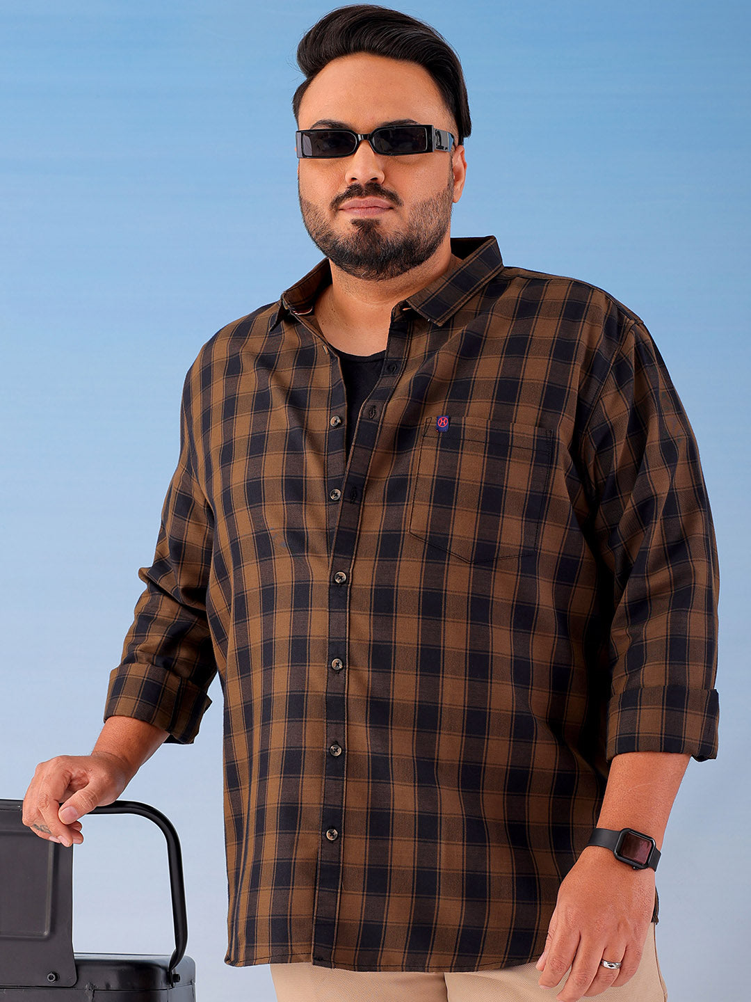 Shop Men's Checked Plus Size Shirt Online.