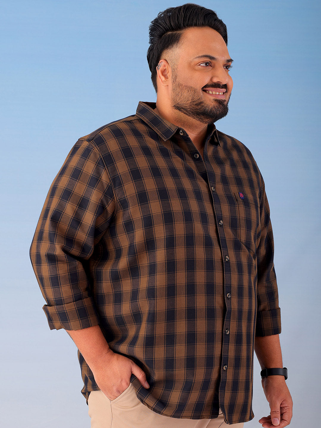 Shop Men's Checked Plus Size Shirt Online.