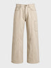 Men's Off White Wide Leg Fit Solid Utility Jeans